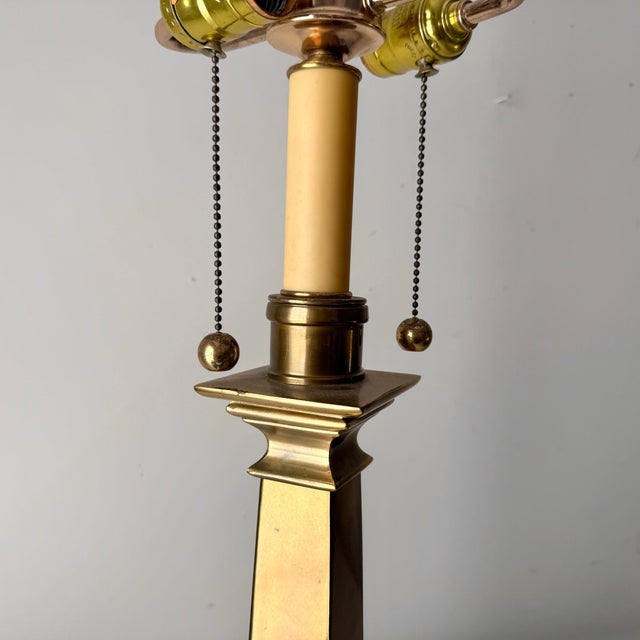 Metal Late 20th Century Chapman Style Brass Two Socket Lamp For Sale - Image 7 of 12