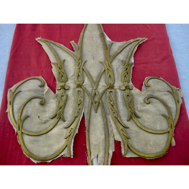 Realism Large Gold Embroidery Monogram Banner Fragment 1800 Hundreds For Sale - Image 3 of 12