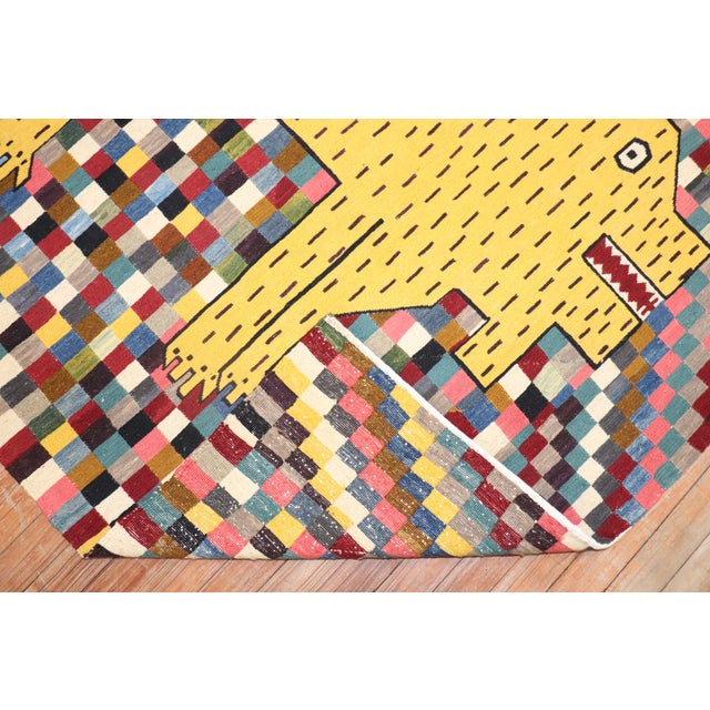 Late 20th Century Persian Rhinoceros Checkerboard Kilim - 4'11" x 6'11" For Sale - Image 11 of 18