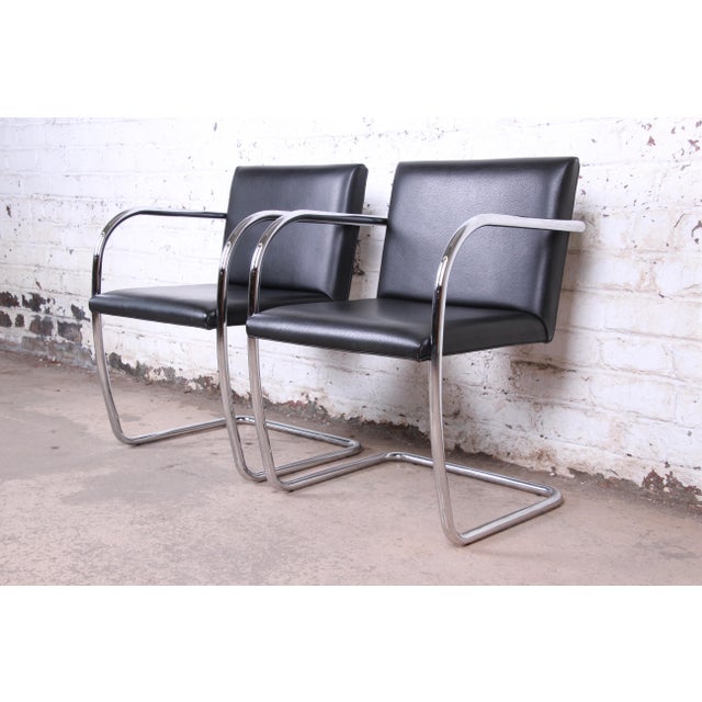 Van Der Spek Leather Black Mies Van  Der  Rohe Black  Leather  and Chrome Brno Chair 