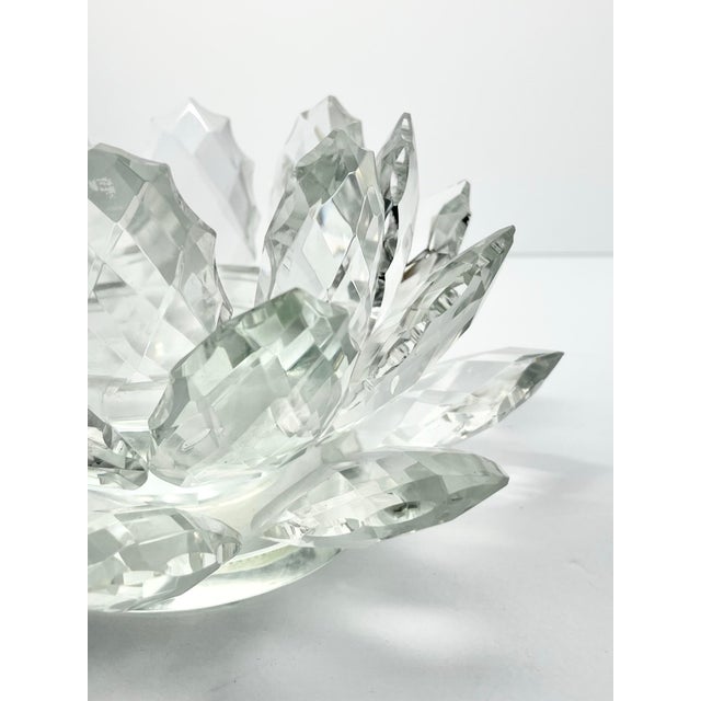 Godinger Shannon Crystal Godinger Large Faceted Crystal Lotus Pillar Candle Holder For Sale - Image 4 of 6