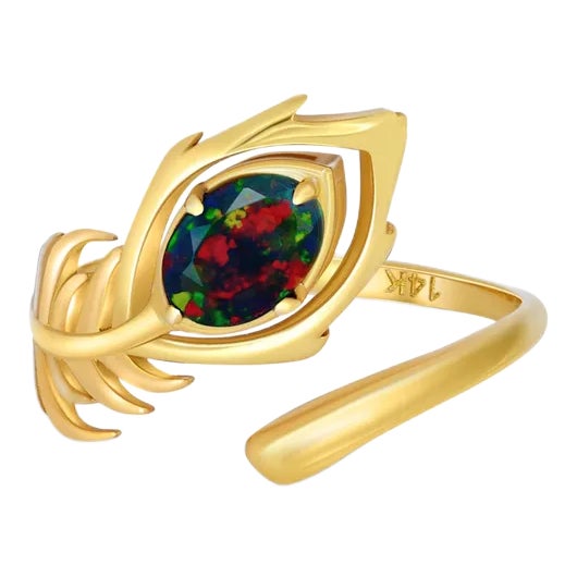 Peacock feather gold ring cheap