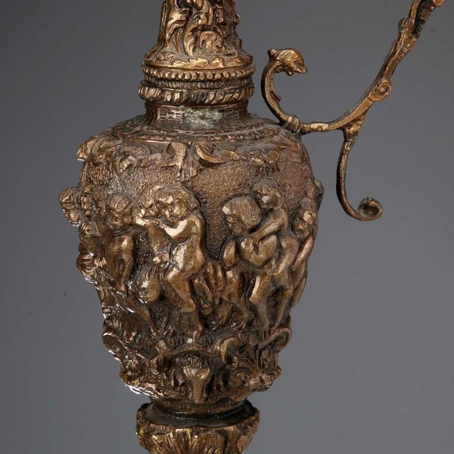 Bas-Relief Carved Bronze Jug For Sale - Image 4 of 11