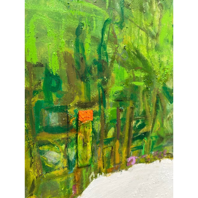 Textile Vibrant Green Abstract Painting For Sale - Image 7 of 12