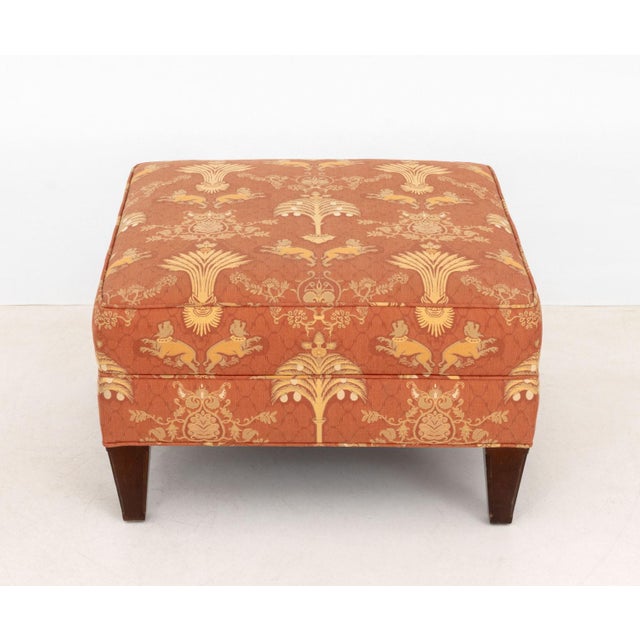 Baker Upholstered Wingback Armchair and Ottoman For Sale - Image 11 of 14