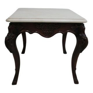 1980s Ralph Lauren Stone Top French Country Hoof End Table Night Stand For Sale