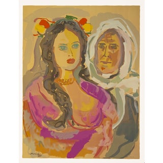 Large 1966 Emmanuel Mané-Katz Judaica Lithograph "Freidl Et Sa Mère" (Freidl and Her Mother) For Sale