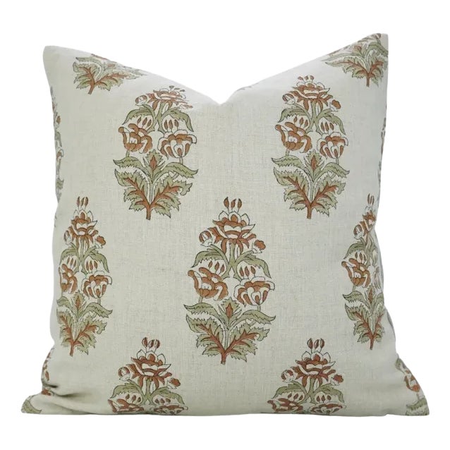 Fabdivine Handcrafted Block Print Cushion Cover 24x24 Inch -Hibicus For Sale