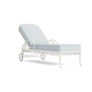 Brown Jordan Calcutta Adjustable Chaise Lounge in Chalk with Artic Stripe Cushions For Sale