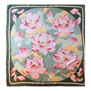 Hermès Fleurs De Lotus 1985 Silk Scarf Designed by Vauzelles Christiane