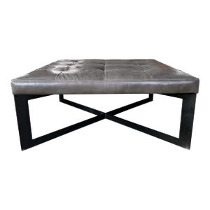 Lee Industries Leather Lagoon Smoke Bench Cocktail Ottoman