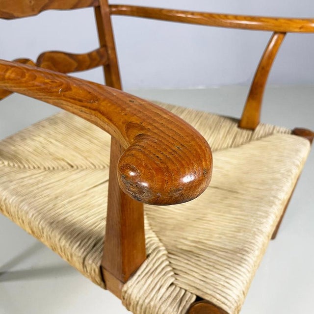 Mid-Century Modern Italian Armchairs in Woven Straw and Wood, 1940s For Sale - Image 10 of 18