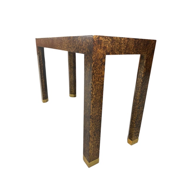 1970s Vintage Henredon Faux Tortoiseshell & Smoked Glass Console Table - Circa 1970's For Sale - Image 5 of 8