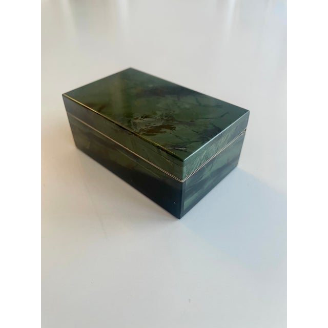 Mineral Box in Green Jasper with Velvet Lining, 1950s For Sale - Image 6 of 11