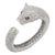 Cluster Diamond Panther Ring With Ruby Gemstone Eyes in 18k Solid White Gold For Sale