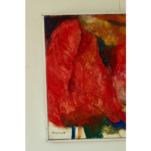 Mid-Century Original Swedish Oil on Canvas "Abstract " Borgenhög (1968))- Vintage & Framed, 19.7 x 24.4 inches Title:...