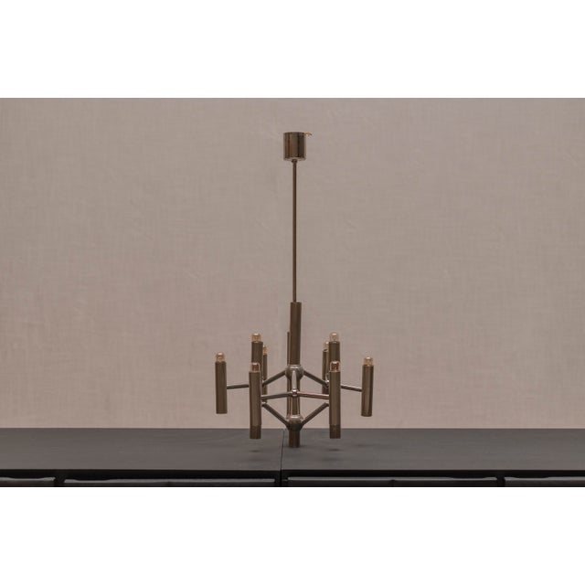 Metal Space Age Chandelier by Gaetano Sciolari, 1970s For Sale - Image 7 of 8