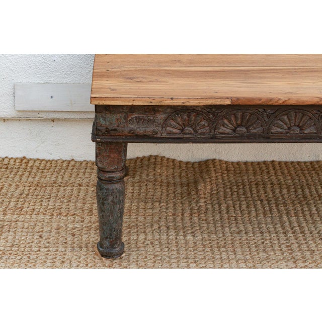 Long Antique Indian Takhat Teak Coffee Table For Sale In Los Angeles - Image 6 of 13