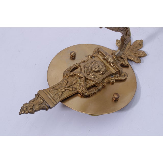 Pair of Antique French Style Brass Electrified Wall Sconces For Sale - Image 12 of 12