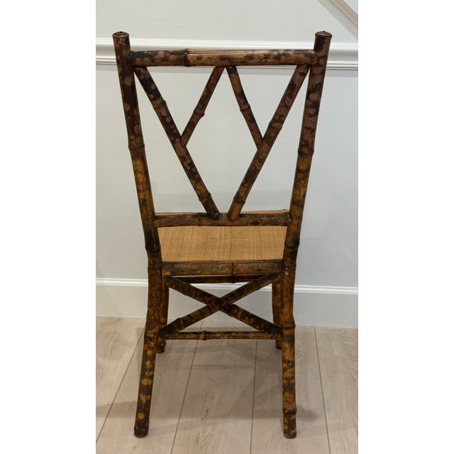 Antique Tortoise Rattan Bamboo Side Chair For Sale - Image 4 of 11