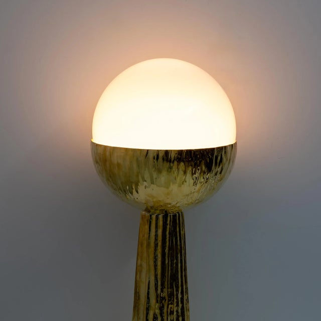 Modern Italian Table Lamps in Brass and Opaline Glass, 2000, Set of 2 For Sale - Image 4 of 8