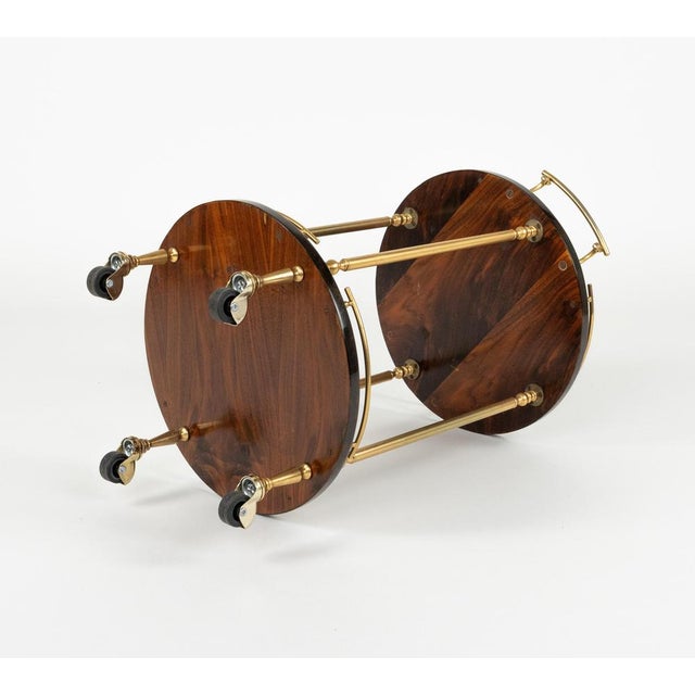 Mid-Century Modern Serving Bar Cart in Goatskin and Brass by Aldo Tura, 1960s For Sale - Image 16 of 17