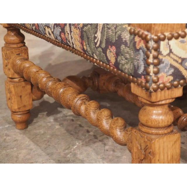 Renaissance Large Carved Oak Renaissance Style Armchair From France, C. 1890 For Sale - Image 3 of 13