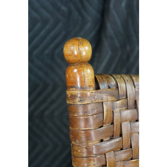 Wood 4 Vintage Old Hickory Arts & Crafts Rustic Oak Herringbone Dining Side Chairs For Sale - Image 7 of 18