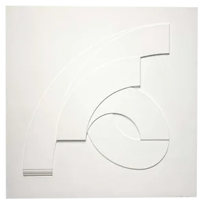 Henk Van Putten, Metronomic Motion Relief in White, 1985, Oil & MDF