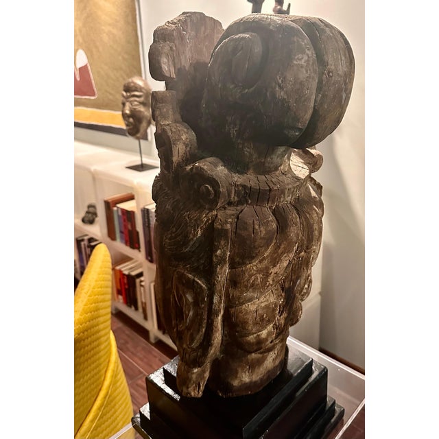Large Wood Sculpture of Boddhisatva Head Ming Dynasty For Sale - Image 17 of 17