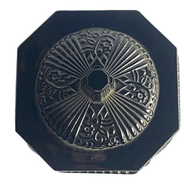 1920s Art Deco Black Amethyst Tiara Glass Vanity Jar With Nude Woman For Sale - Image 9 of 9