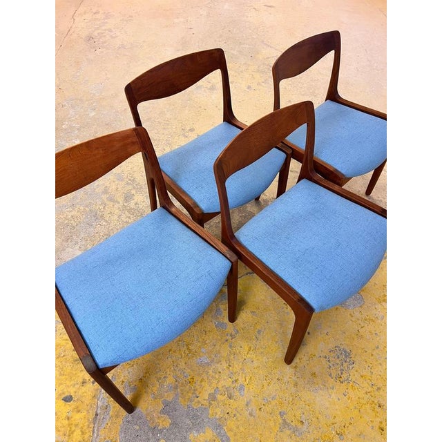Elegant set of four original Danish Mid-Century Modern chairs from 1956, designed by Vilhelm Wohlert for Poul Jeppesen's...