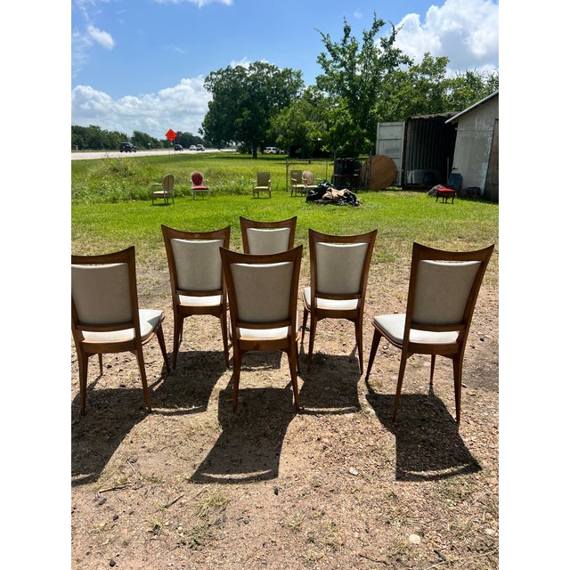 French Mid-Century Modern 1960's Walnut Dining Chairs - Set of 6 For Sale - Image 4 of 6