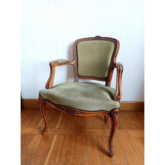 Louis XV Green Cabriolet Armchair, 1890s For Sale - Image 17 of 17