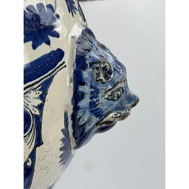French 18th Century Faience Blue & White Apothecary Jar Now Mounted as a Lamp For Sale - Image 4 of 11