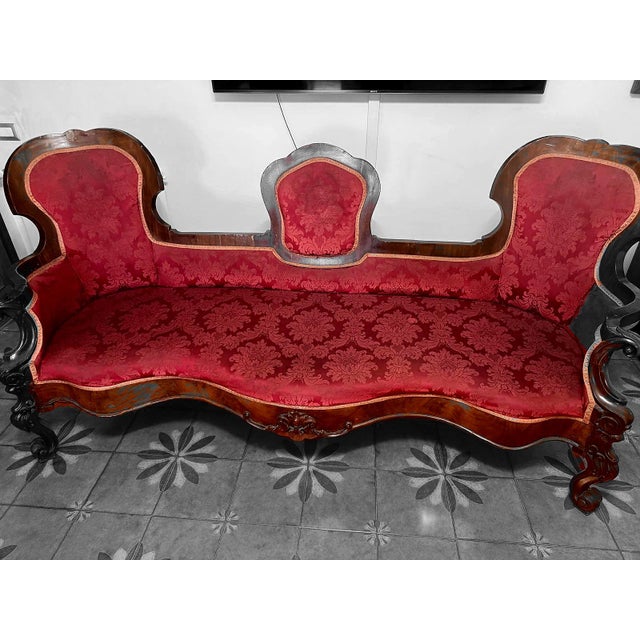 Large 19th Century Louis Philippe Three-Seater Conversation Sofa. Italy For Sale - Image 6 of 6