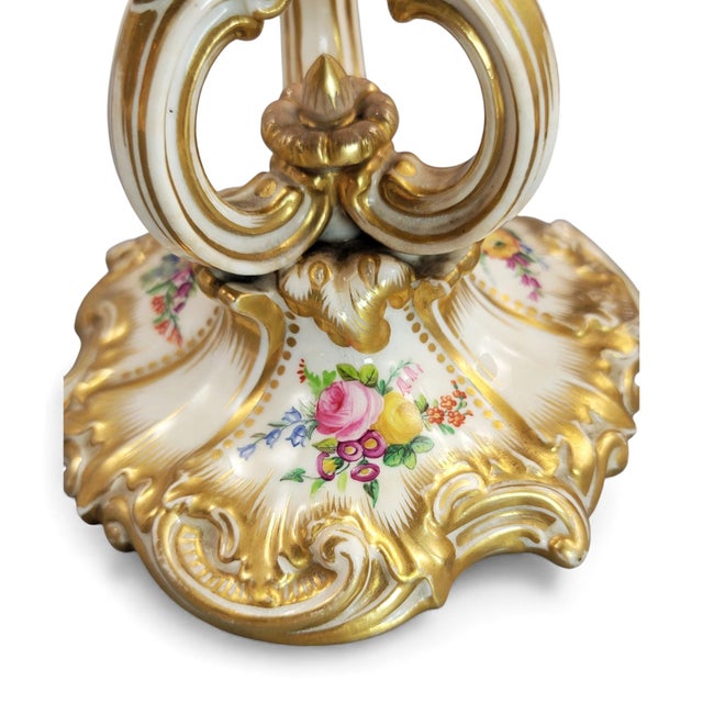 Rococo Porcelain Candlesticks from Derby, 1830, Set of 2 For Sale - Image 10 of 12