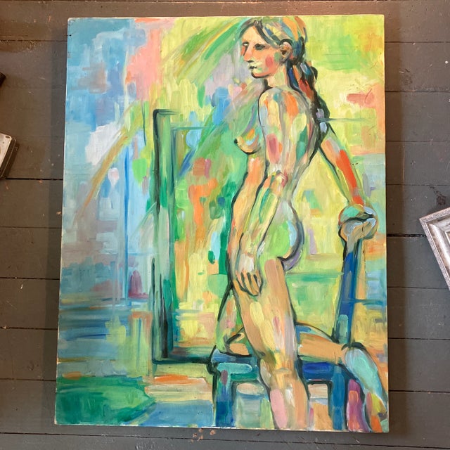 1970s 1970’s Original Vintage Abstract Female Nude Painting For Sale - Image 5 of 5