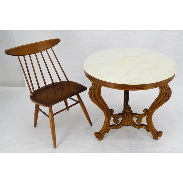 Fine Carved Wood Base Marble Top 31” Diameter Gueridon Center Table Widdicomb For Sale - Image 15 of 18