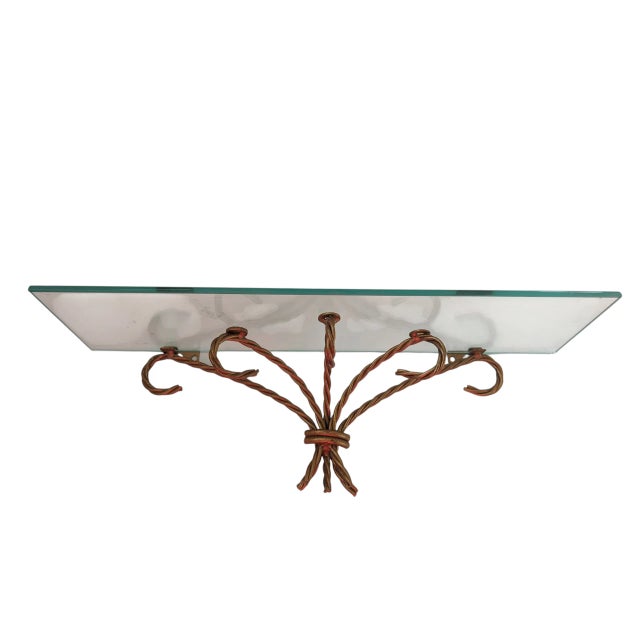 Hollywood Regency Vintage Italian Gold Twisted Tole Wall Shelf For Sale - Image 3 of 10