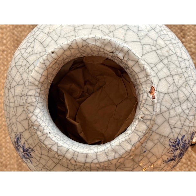 Vintage Large French Clay Crackle Glaze Set of 2 Pots Urn Vase For Sale - Image 12 of 16