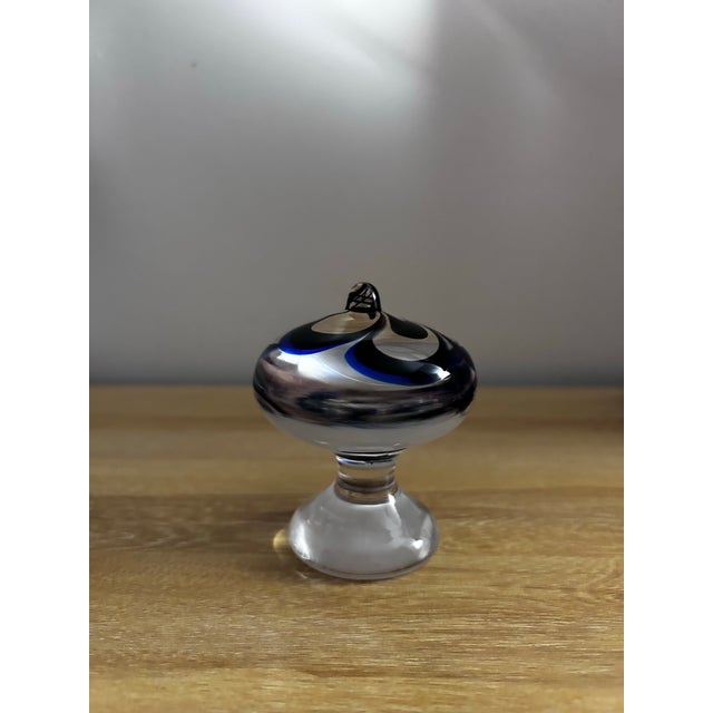 Kosta Boda Mid 20th Century Signed Goran Warff for Kosta Boda Blue Glass Objet "Jewel #7" For Sale - Image 4 of 5