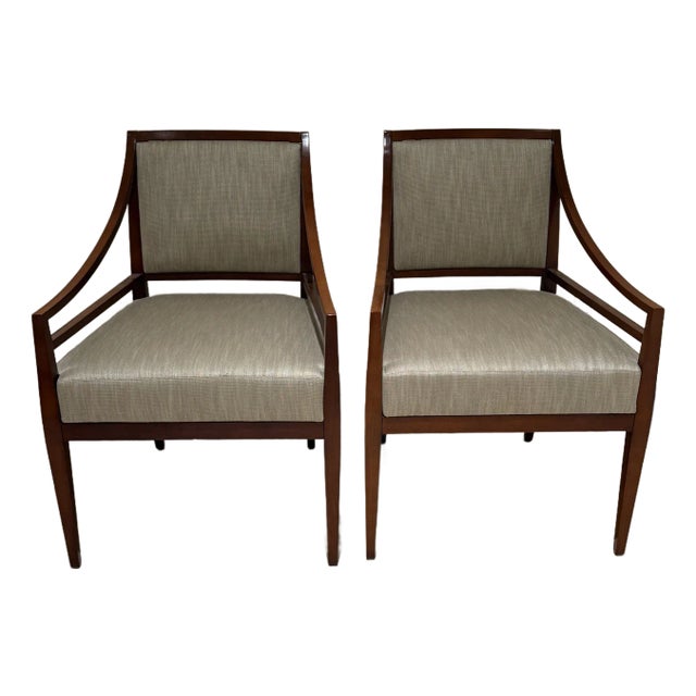 Pair of Bolier & Co Rosenau Upholstered Back Arm Chairs For Sale