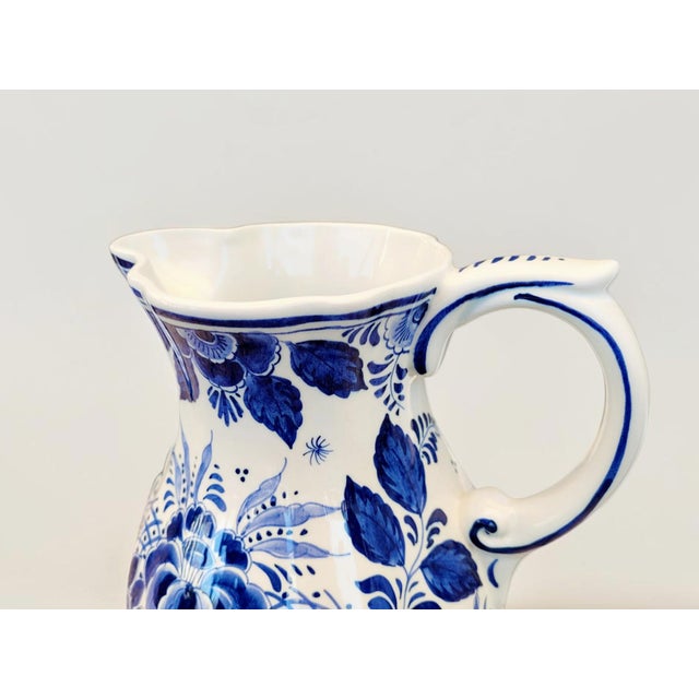 Large Early 20th Century Antique Hand-Painted Delft Blue Pitcher, Holland For Sale - Image 10 of 18