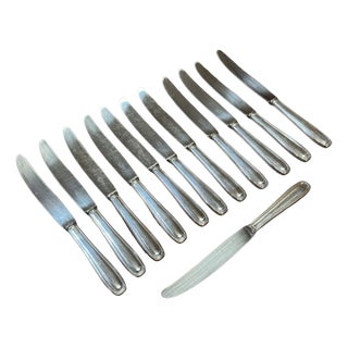 Large Silver-Plated Metal Knives, Set of 12 For Sale