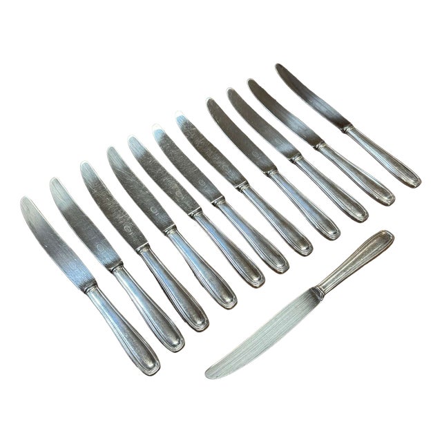Large Silver-Plated Metal Knives, Set of 12 For Sale