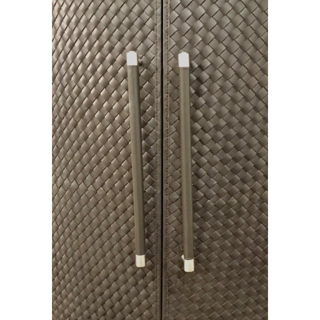 Studio A Home Modern Smokey Black Leather Milan Demi Lune Table For Sale In Atlanta - Image 6 of 8