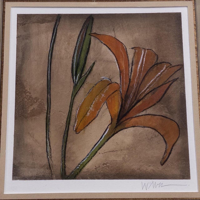 Textile 1970s Set of 3 Modernist Botanical Oils in Hand-Carved House of Heydenryk Frames For Sale - Image 7 of 12