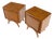 Pair Sculpted Fronts Legs Walnut Mid-Century Modern Nightstands End Tables MINT! For Sale