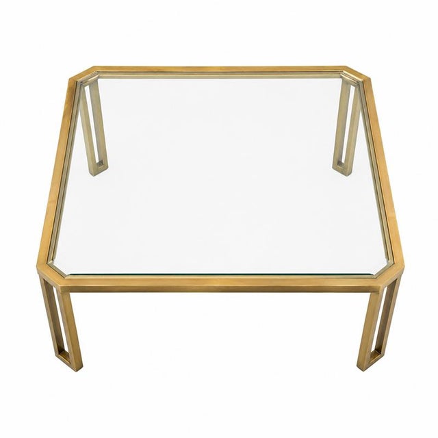 Brass and Glass Coffee Table, 1970s For Sale - Image 4 of 5